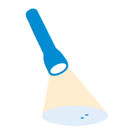  Flashlight illuminating surface icon.