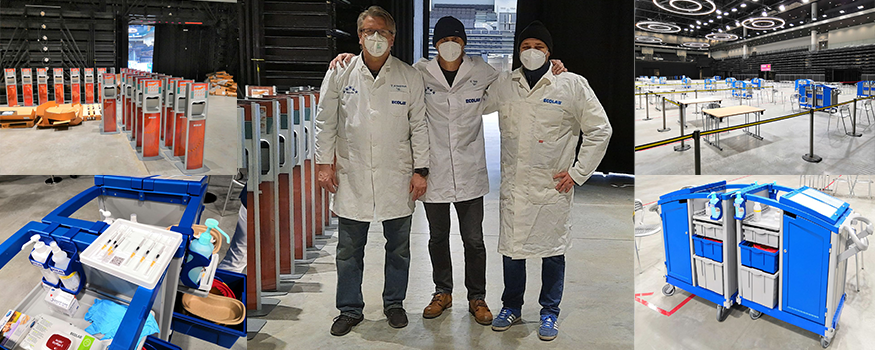 Impressions from Ecolab associates helping to set-up the O2 Universum vaccination center in prague