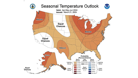 Seasonal Temperature Outlook Map ©www.cpc.ncep.noaa.gov